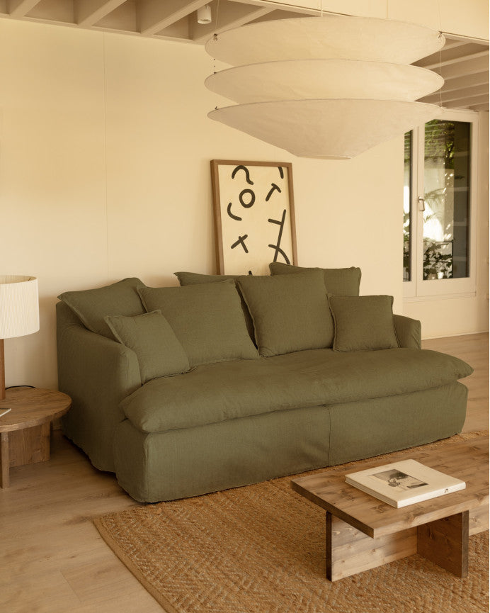 Sofá Castell fondo medio de algodón y lino desenfundable 2-3 plazas