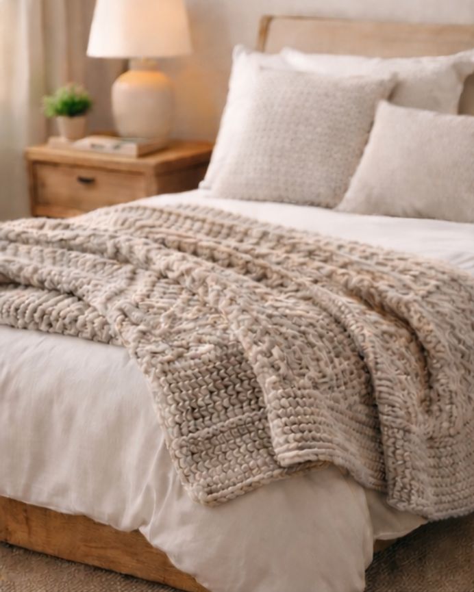 Manta de punto para sofá 130x170cm gris