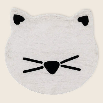 Alfombra Infantil 100% Algodón Blanco y Negro (100cm) Cat