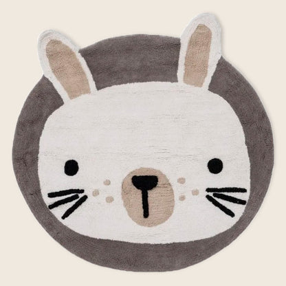 Alfombra lavadora,  Infantil 100% Algodón Gris (100cm) Rabbit