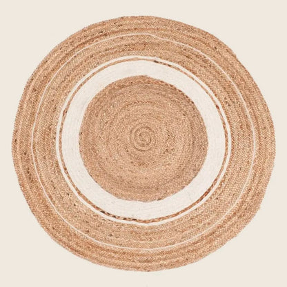Alfombra Redonda de Yute Natural Blanca, 120 cms.
