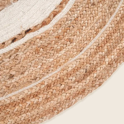 Alfombra Redonda de Yute Natural Blanca, 120 cms.