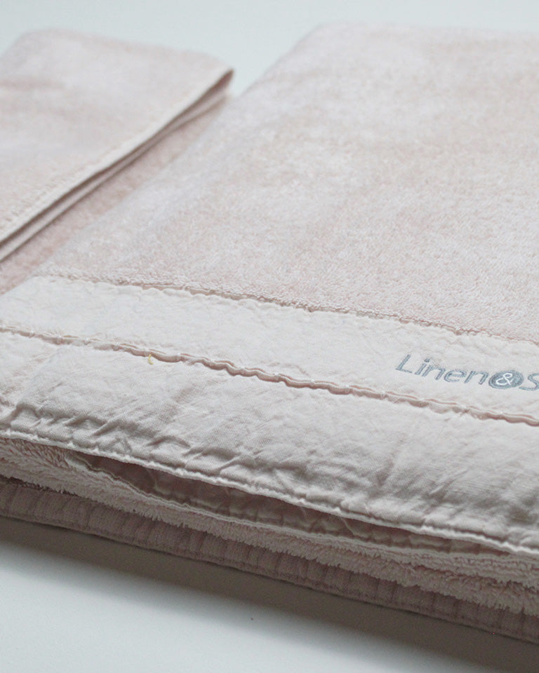 Pack de Toallas Lotus con cenefa de algodón rosa